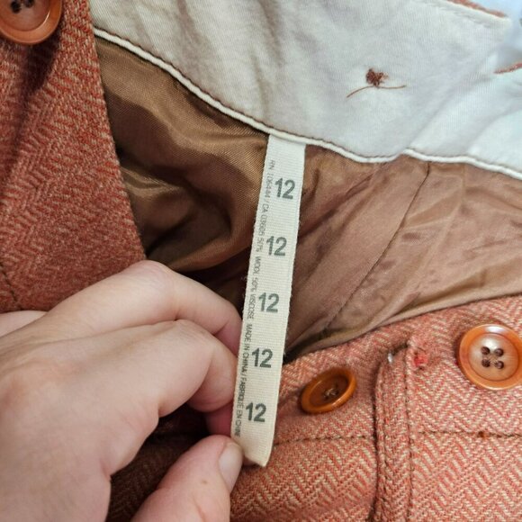 Paper‎ Boy Women's Wool Blend Tweed Herringbone Trousers Pants Orange Size 12 - Picture 4 of 14